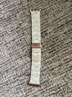 Plunder White Mother-of-Pearl Link Smart Watch Band with Rose Gold Hardware